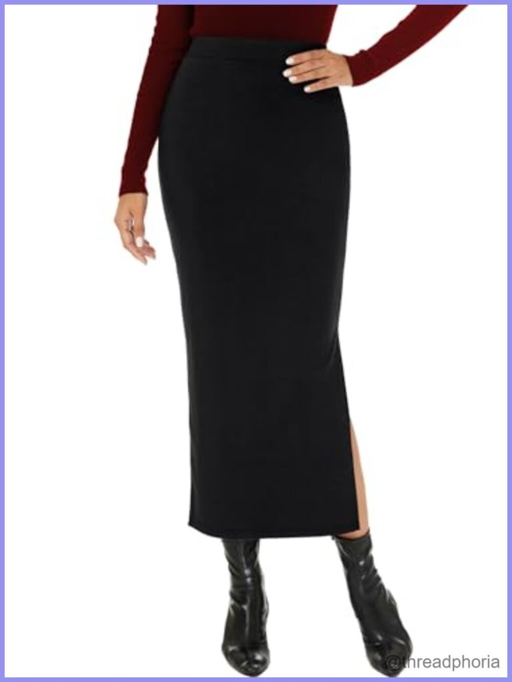 Women's High Waist Pencil Maxi Skirt Slit Bodycon Stretch Spandex